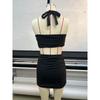 Summer Women 2PCS Bodycon Set, Sleeveless Halter Bandeau Tank Top, Fashion Sexy Casual Outfit for Women