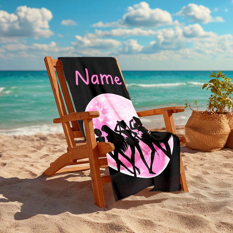Personalized customized proof beach towel with Sailor Moon pattern - soft, absorbent,quick-drying,perfect swimming,camping&bathing