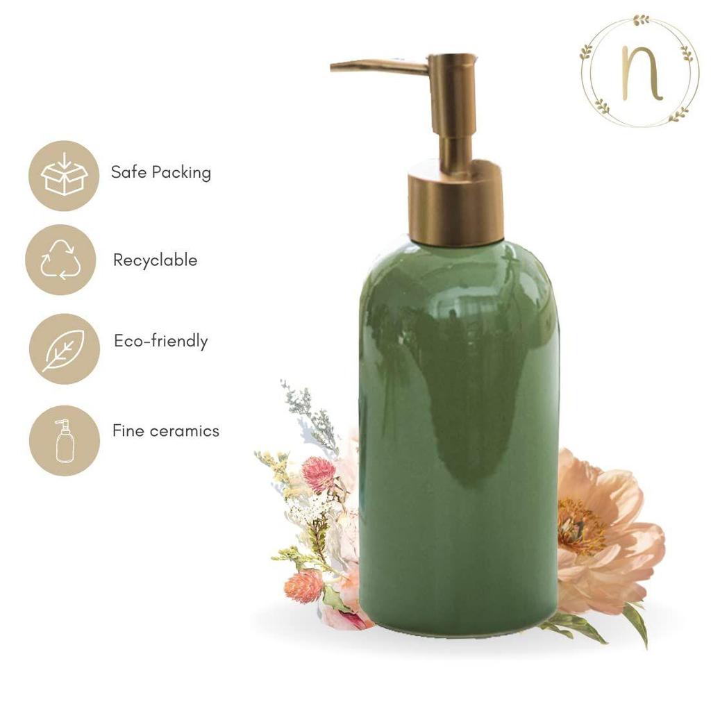 Ceramic Liquid Soap Dispenser for Bathroom (420 Ml) - Handwash Dispneser Bottle with Pump for Kitchen - Liquid Soap Dispenser for Wash Basin