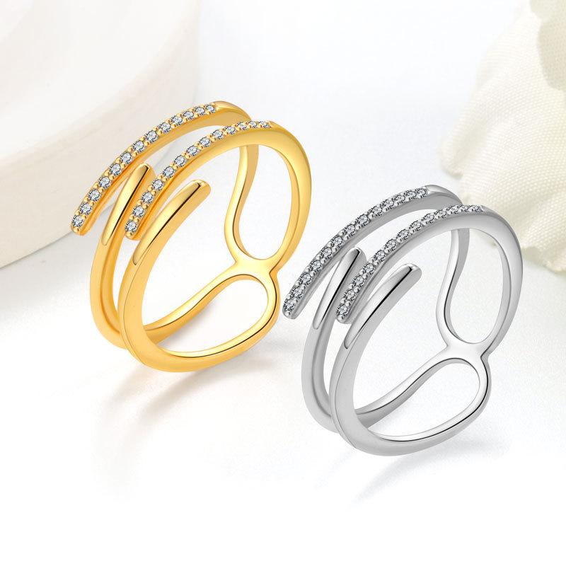 Fashionable Double Layer Micro Paved Full Diamond Ring Creative Exquisite Band For Women