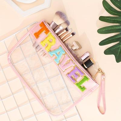 Vyšívaný dopis crossbody kosmetická taška průhledná roztomilá ID taška vodotěsná přenosná kabelka