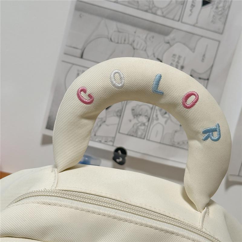 Cute Light Blue Backpack with Padded Top Handle Front Zipper Pocket Adjustable Straps Casual School Bag