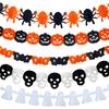 Indoor Party Supplies 5 Pcs 10FT Halloween Banner, Spooky Spider Bat Skull Ghost Seasonal Banner Pumpkin Hanging Bunting Garland for Party,