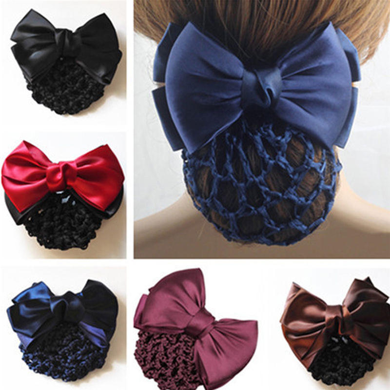 Bow Barrette Lady Hair Clip Cover Bowknot Bun Snood Women Hair Accessories