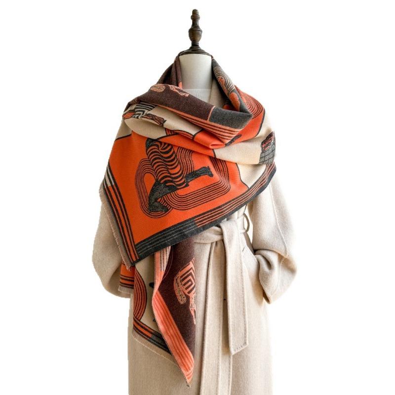 Thickened 0g autumn and winter horse color matching fashionable atmosphere women's imitation cashmere warm scarf air conditioner shawl scarf