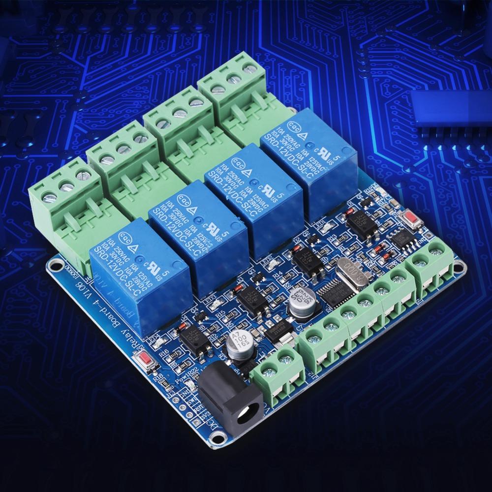Low Power 4 Channel Relay DC 12V STM8S103F3 Microcontroller 4 Channel Relay Relay Module Smart Control Systems