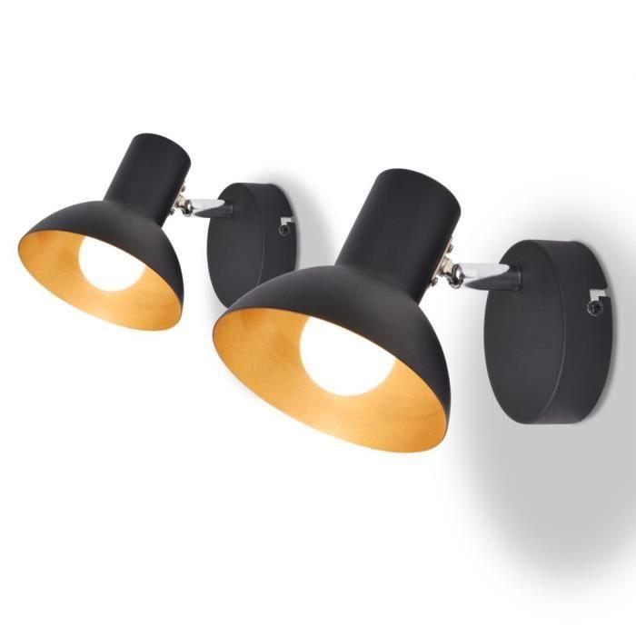 VidaXL Lampe murale 2 pcs pour 2 ampoules E27 Noir et doré