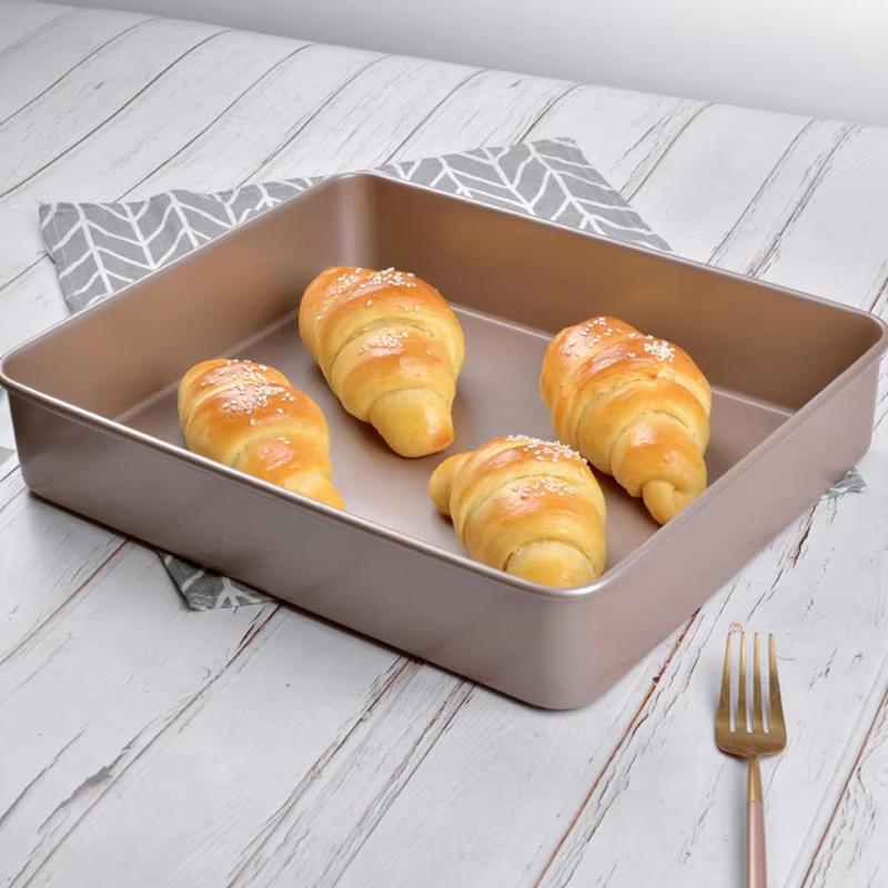 Nonstick Gold Rectangular Baking Pan Multisize Molder Bakeware Cake Brownie Large Rectangle Baking Tray Set