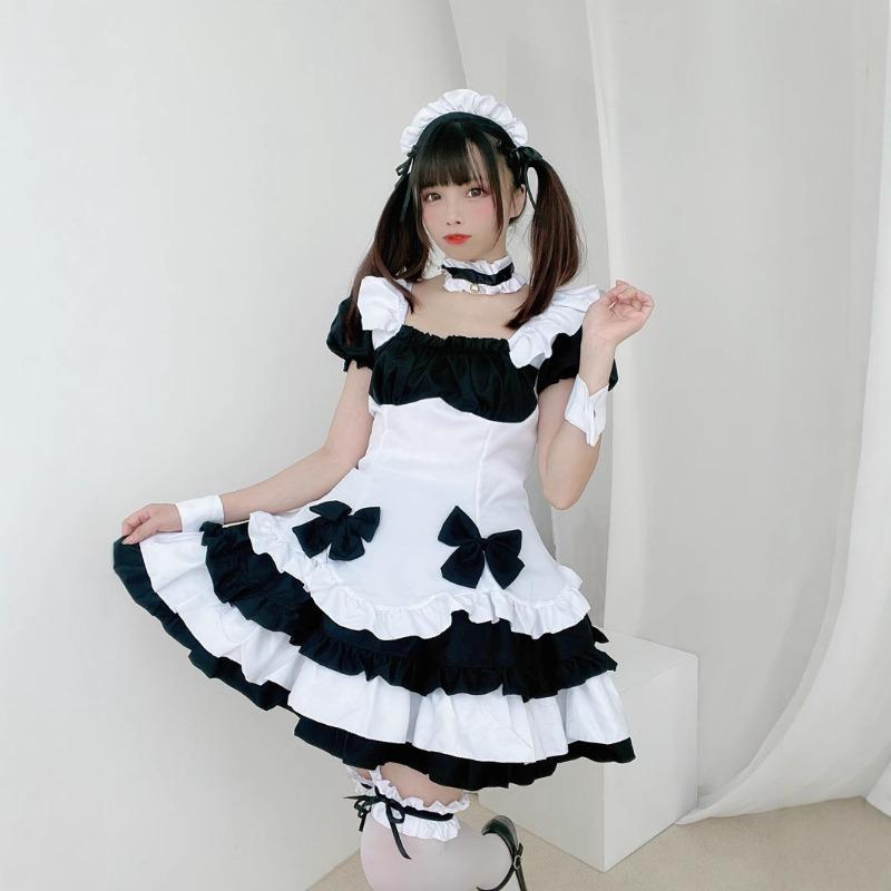 Miracle Nikki Black and White Chocolate Super Cute Maid Costume Lolita Dress Set