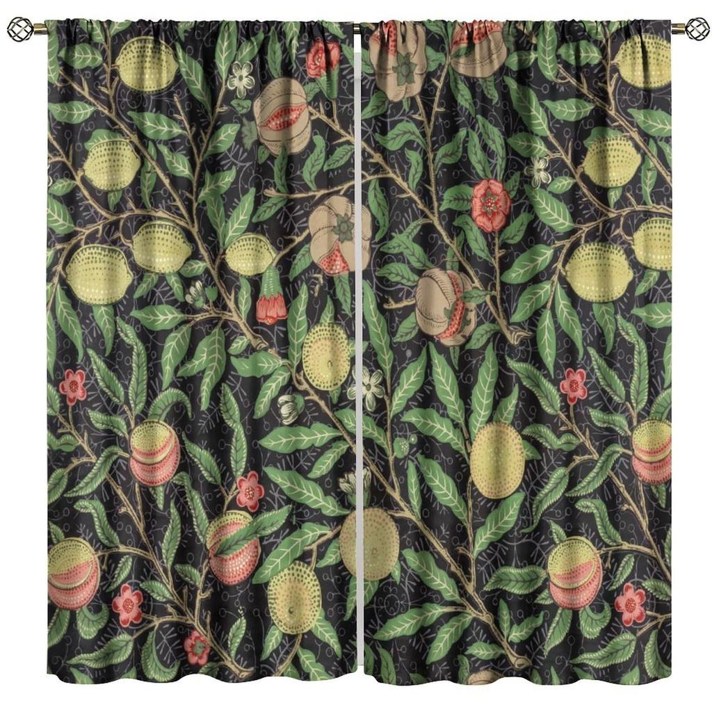 Tenda Retro Finestre William Morris con Motivo Botanico, Tenda Oscurante William Morris Arte Floreale 2 Pannelli