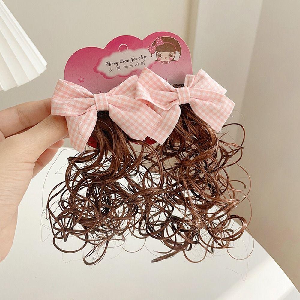 2PCS New Baby Wig Hairpin Cute Children Sweet Girls Bowknot Hairclip Princess Curly JK Bow Hair Accessories