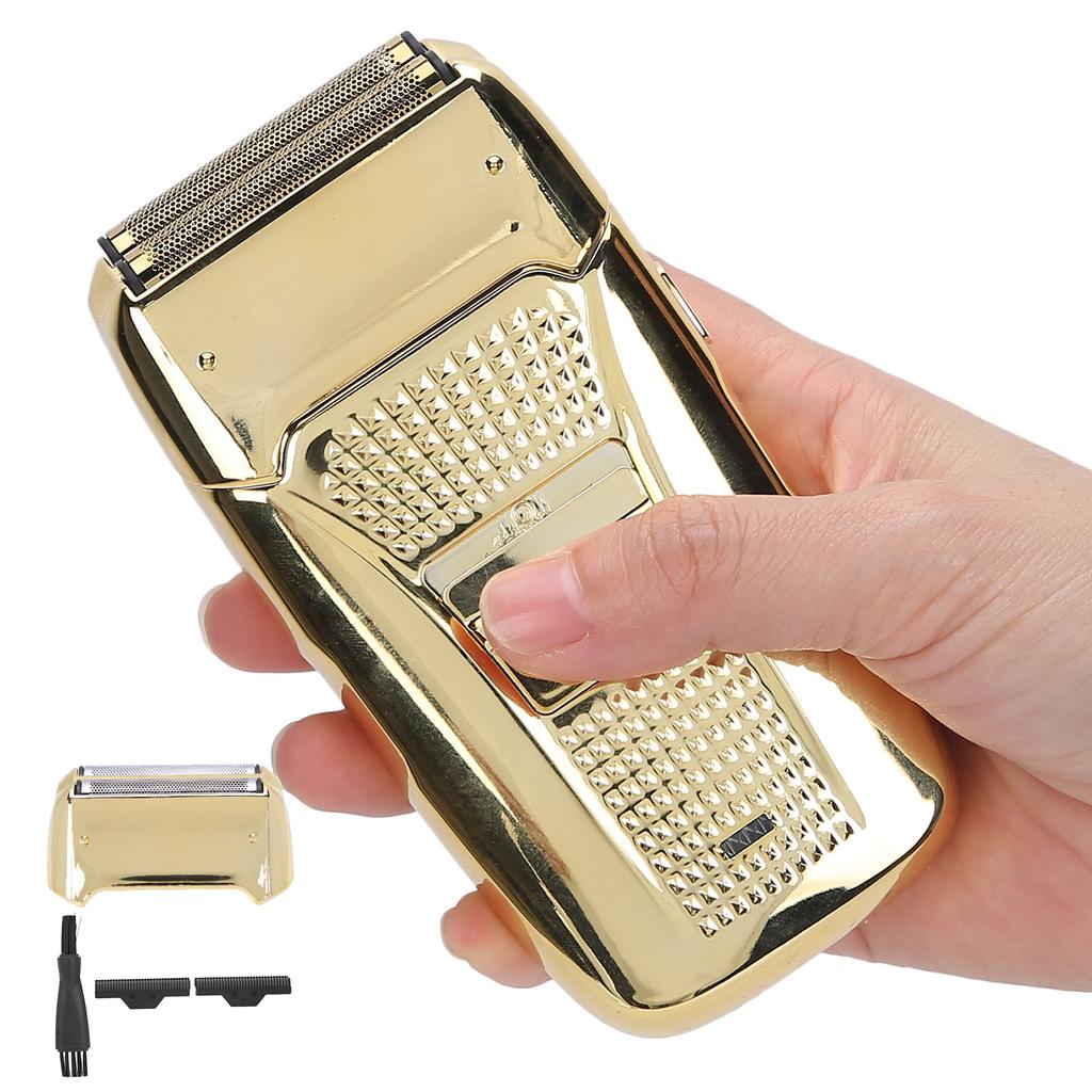 Rechargeable Electric Reciprocating Shaver Portable Men Beard Trimmer Shaver Machine (Gold)