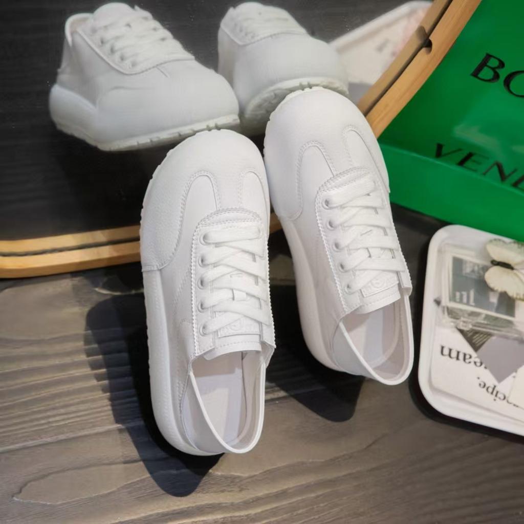 Leather women's autumn new leather sports and leisure shoes versatile platform white shoes two wear board shoes