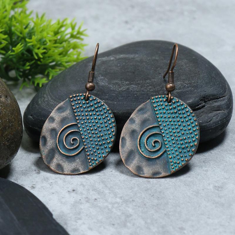 Vintage Boho Blue Stone Beaded Drop Earrings For Women Tassel Ethnic Geometric Flower Leaf Long Dangle Earrings Trendy Zircon