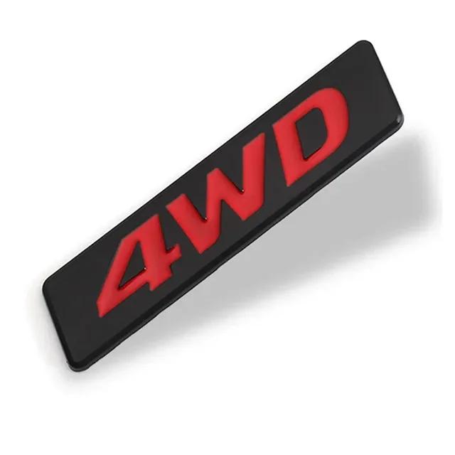 1Pc 3D Metal 4WD Logo Decals Emblem Badge Car RearTrunk Fender Adhesive Badge Body Sticker Accessories