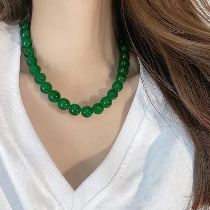 Y2k Colorful Round Bead Necklaces for Women OT Buckle Exaggerated Jewelry Gift Girls Vintage Punk Style Chokers Necklace