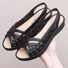 2026 New Women's Summer Open Toe Hollow Flat Sole Sandal Soft Sole Non Slip Shallow Slip-On Fish Mouth Sandals Mom's Sandals