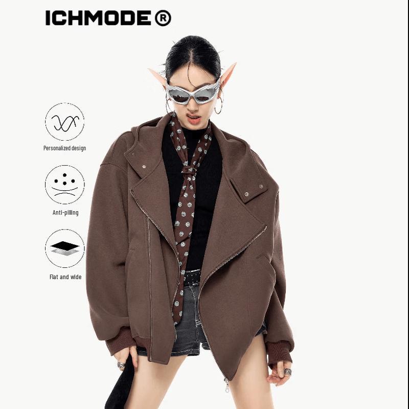ICH MODE American Retro Hooded Cardigan Sweatshirt for Women XL
