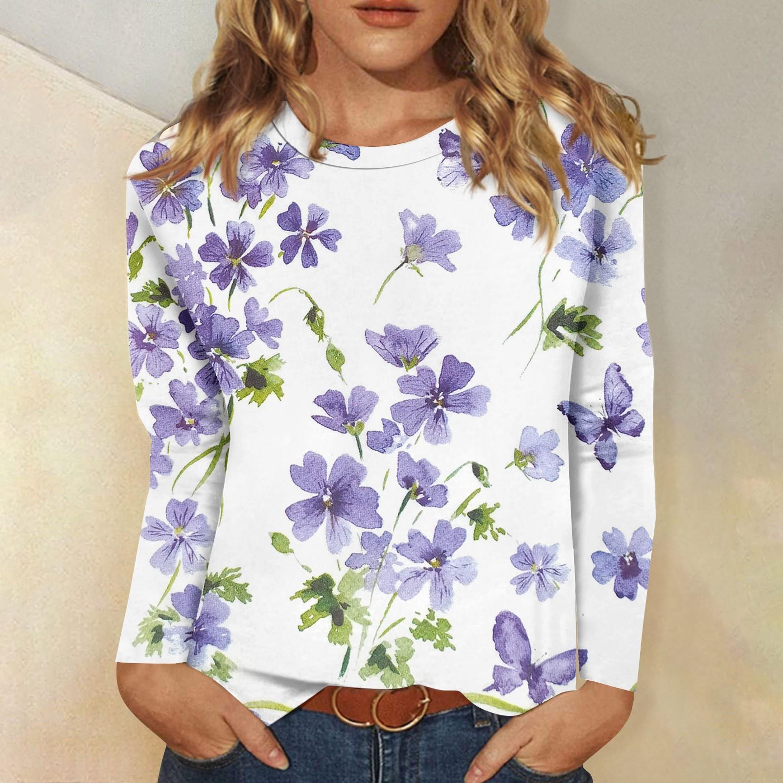 

Рубашки с длинным рукавом для женщин, милые футболки с графическим принтом, блузки, повседневные базовые топы больших размеров, пуловеры L