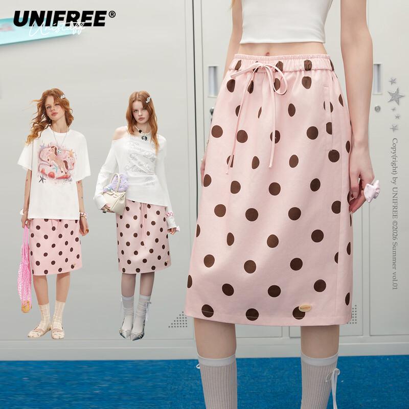 

UNIFREE Ретро Юбка-карандаш в горошек с разрезом S