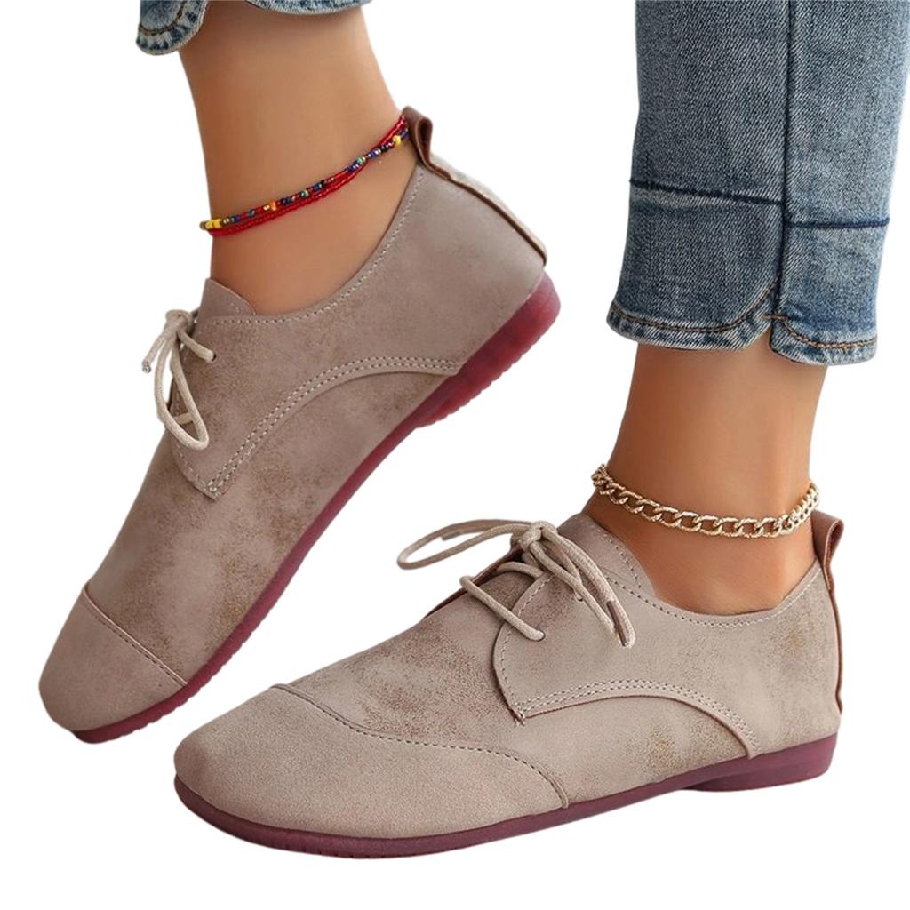 Women's Fashion Plus Size Lace-Up Round Toe Casual Shoes for Everyday Wear
