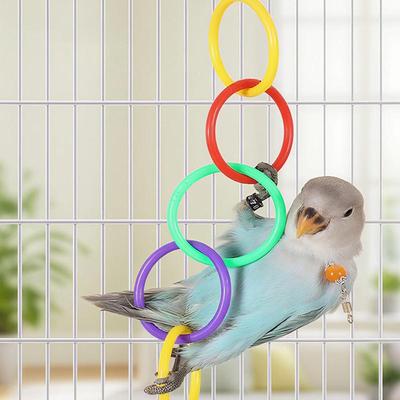 Parrot Swing Toy Bird Cage Toys With Bell Sound Colorful Climbing Ring For Lovebirds Color Ring Grinder Nibble Bird Toy Cage