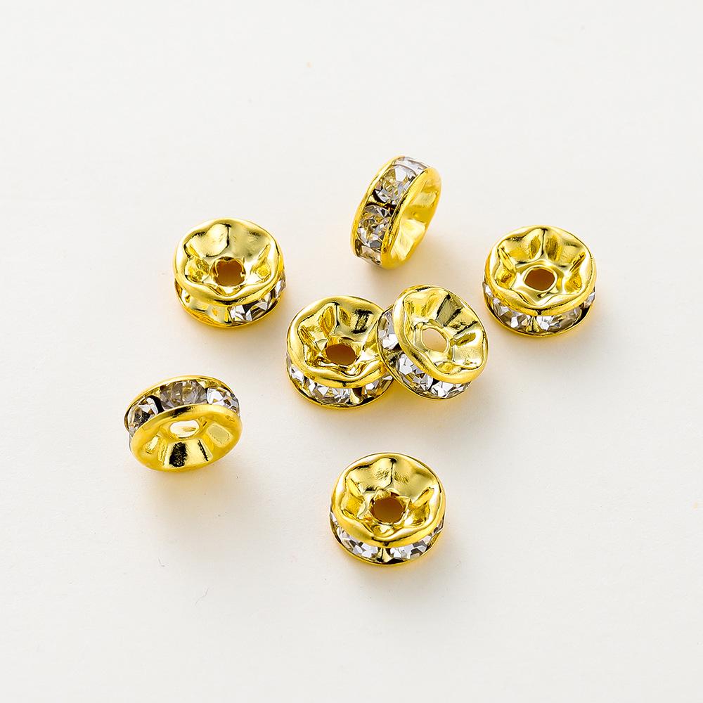 14k/18k Gold Electroplated Rhinestone Ring DIY Jewelry Spacer Beads