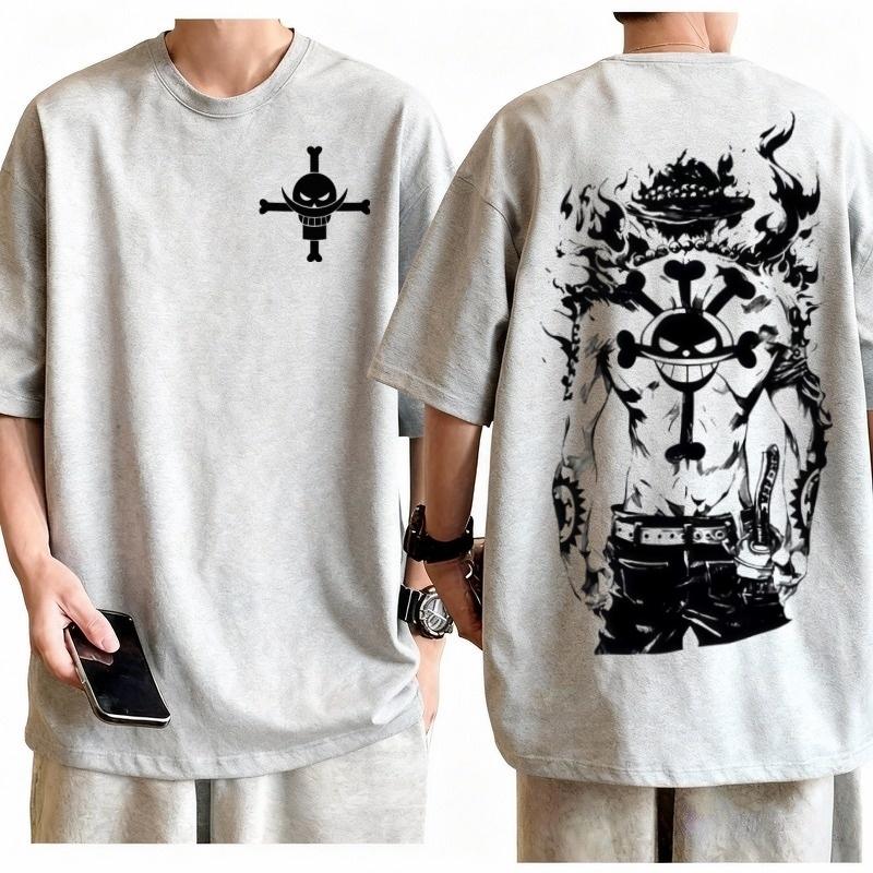 Whitebeard Ace T-shirt Men Bold Print Cotton Tee Edgy Streetwear Breathable Stylish Daily Casual Top