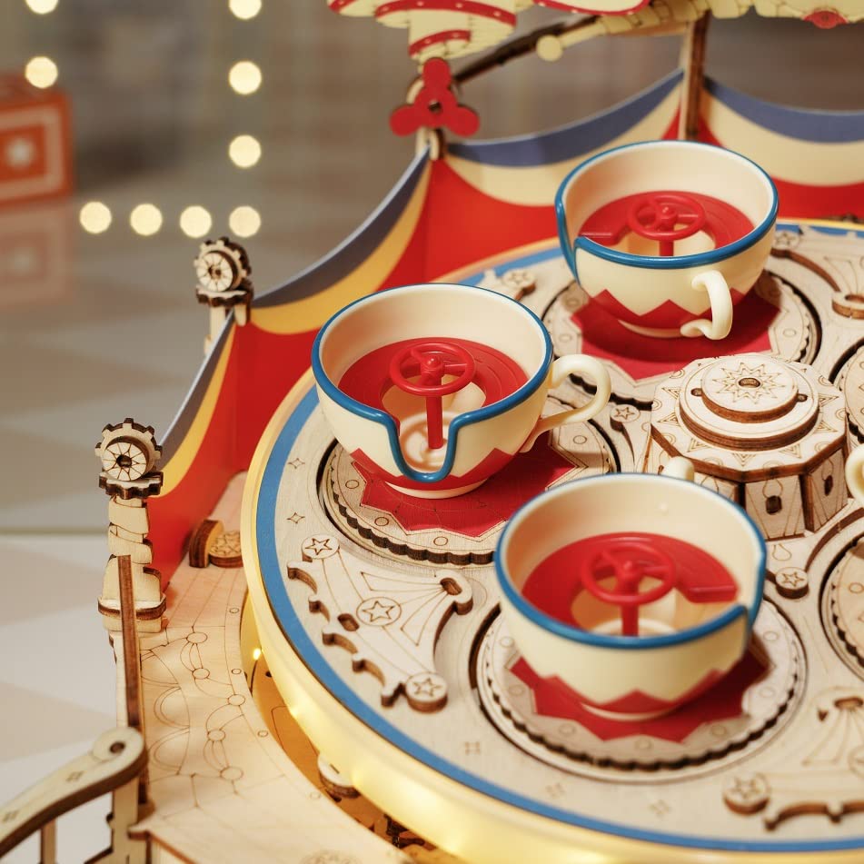 3D Wooden Puzzle Amusement Park Series Coffee with Japanese Instructions Tsukurundesu® (Teacup, Cup, Attraction, Miniature, Light-Up)