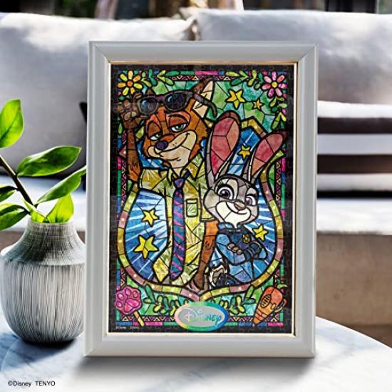Tenyo [Made in Japan] 266-Piece Gyutto Series Jigsaw Puzzle Zootopia Judy & Nick Stained Art (18.2x25.7cm) DSG-266-973 with Service Card
