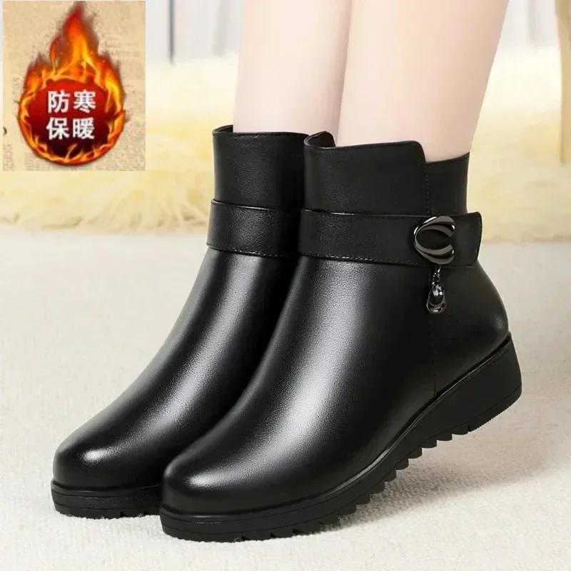

Теплые хлопковые туфли для мам, женские зимние флисовые ботинки с молнией сбоку, толстые короткие ботинки для отдыха, туфли на плоской подошве с круглым носком Bota Inverno Feminina2024 35