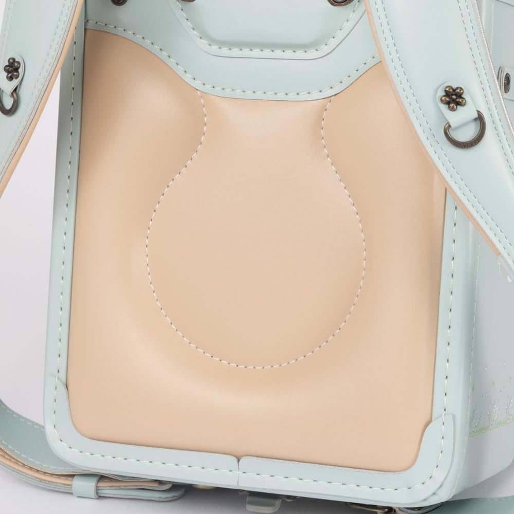 QNORQ Jolie Fille School Herb Green Made in Mira Kuru Secure Opening Round Fits A4 Flat Clarino Synthetic Backpack, (2026 Model, Japan, 6-Year