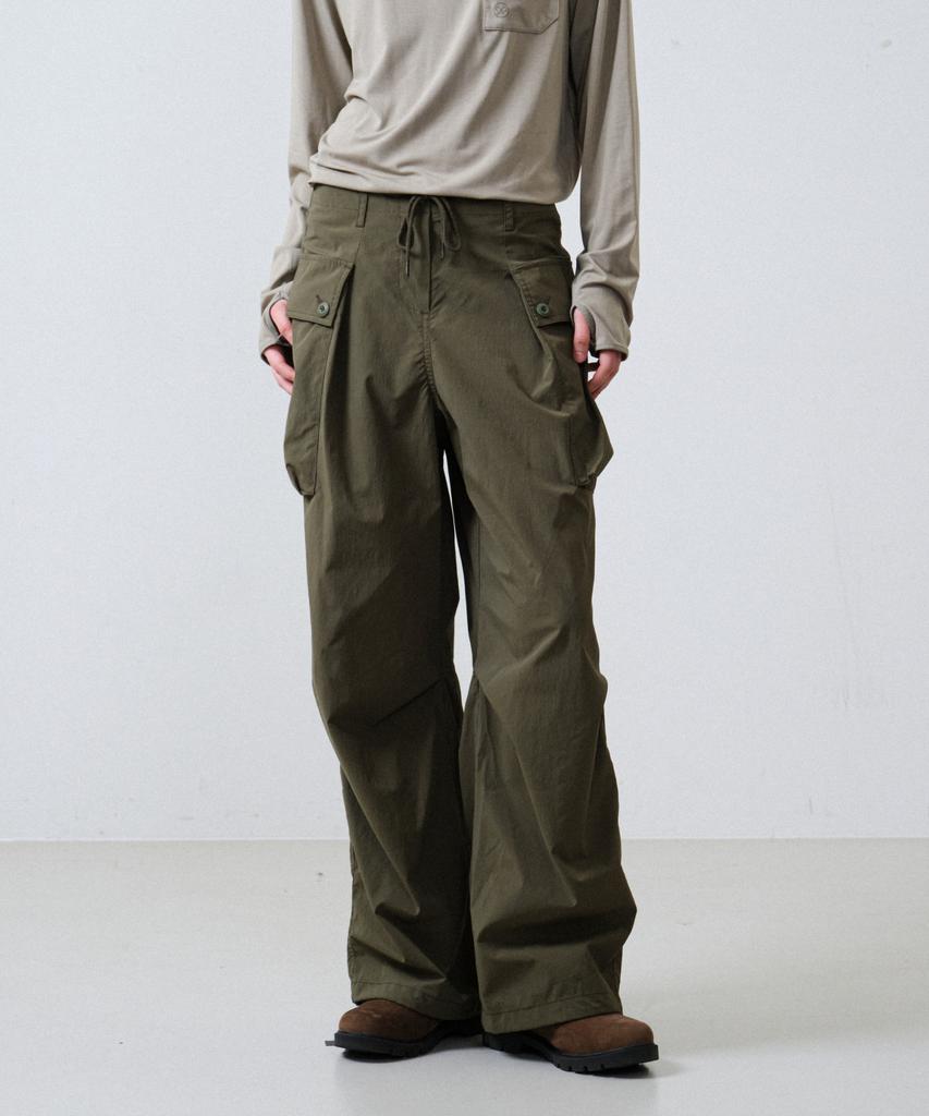 HELEMENT Women'S Cargo Wide Pants (Khaki)