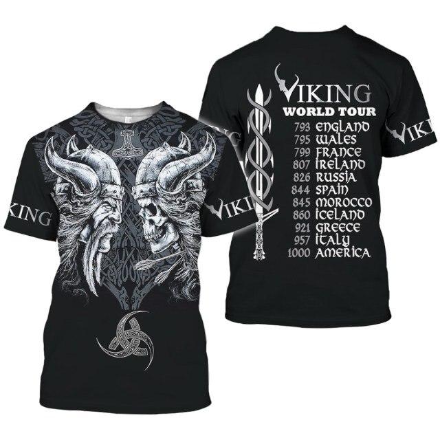 2021 Summer New Men 'S Viking 3dt Shirt Print Clothes Fashion Trend Punk T -Shirt Harajuku Men 'S Top 
