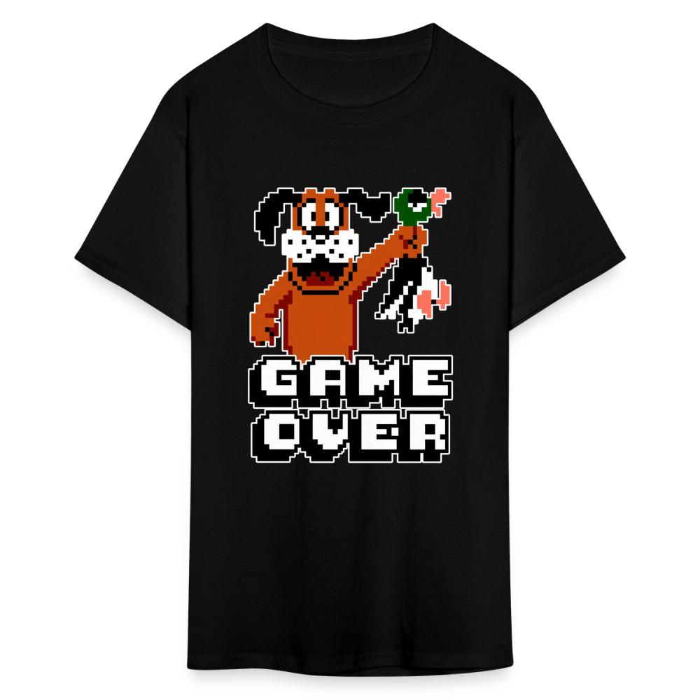 Tričko Game Over Pes Kachna lov Retro Vintage Vtipné Tričko pro Gamery Velikost S-6XL