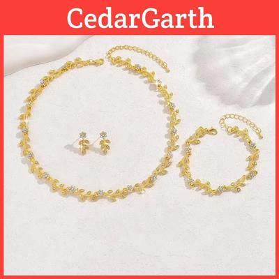 Minimalist Flower Necklace And Earring Set For Women With Water Drip Pendants Summer