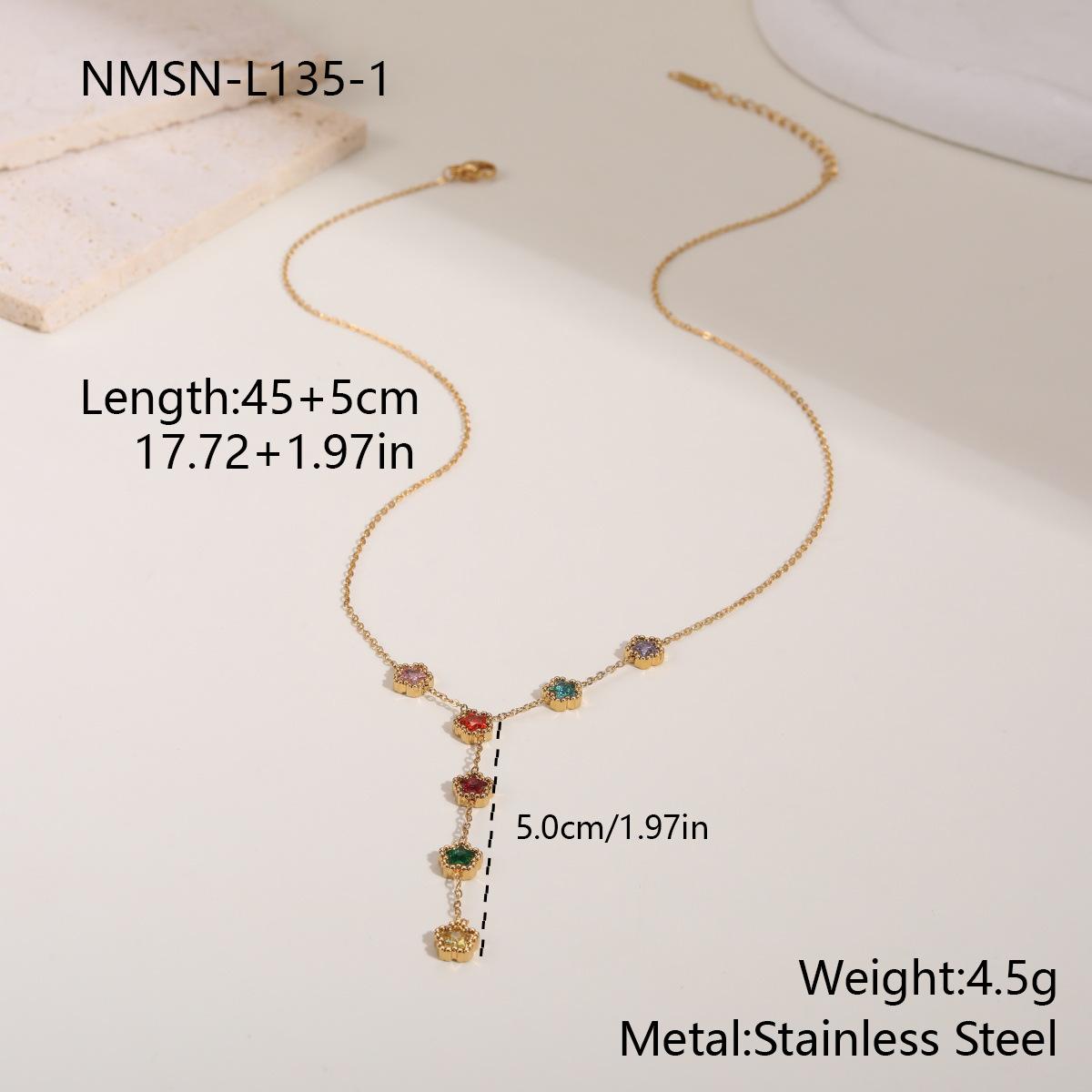 GEMCHIC Women s Flower Shape Cubic Zirconia Stainless Steel Y-Chain Necklace Fashion High-end Sense Necklace Wholesale