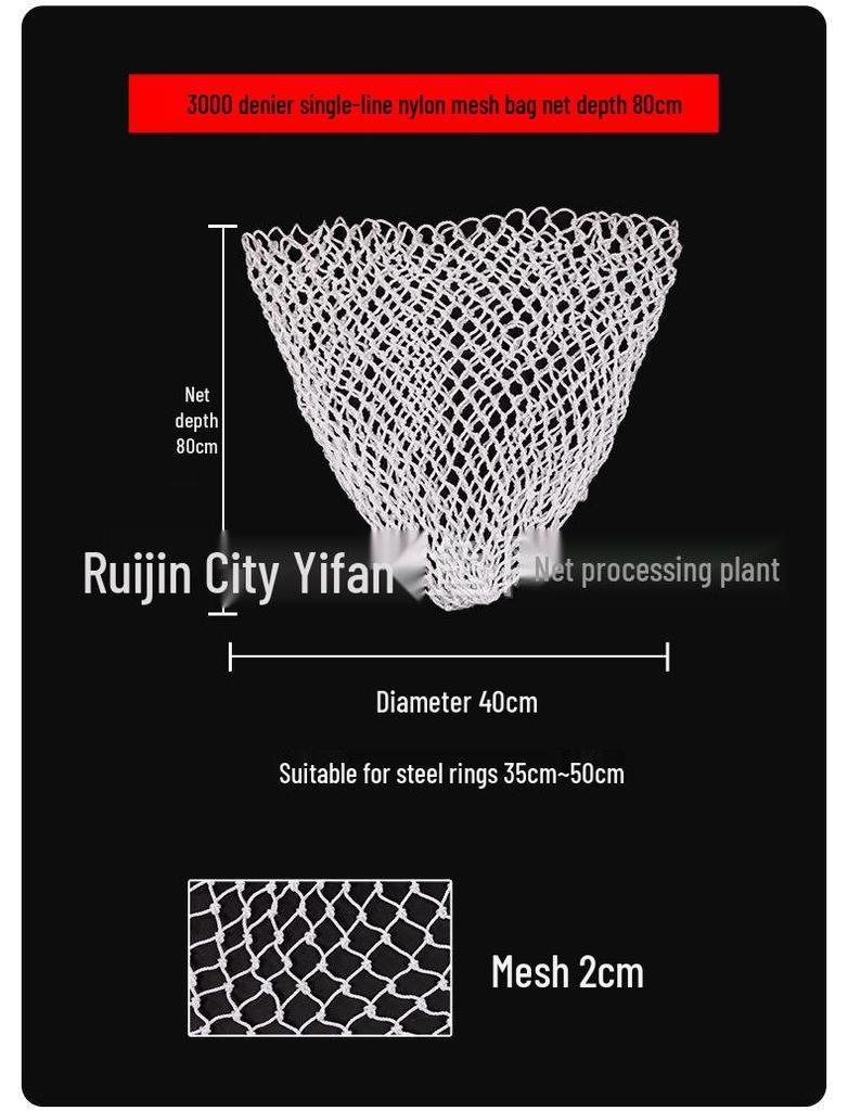Thickened Hand-Woven 6000 Denier Nylon Fishing Landing Net Bag