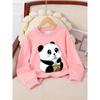 Crewneck Sweatshirt for Girls Featuring an Adorable Panda Enjoying Bubble Tea. It'S Machine Washable