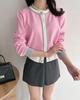 Coin Spring Color Block Round Neck Knit Cardigan