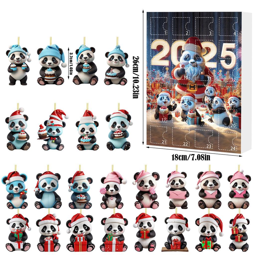 Christmas Panda Countdown Calendar With Acrylic Components For Holiday Decor Gift For Kids