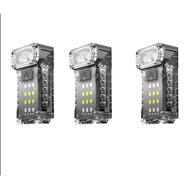 BORUiT EDC UV LED Fluorescence Flashlight Type-C Rechargeable Rotatable Torch Work Light with Clip Magnet Camping Pocket Lantern