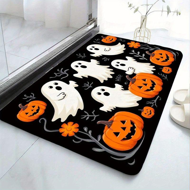 American Style Halloween Welcome Doormat Dirt Resistant Easy To Clean Entryway Rug Holiday Decorative Floor Carpet