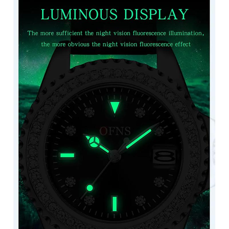 Women's Quartz Watch Simple Diamond Inlaid Waterproof Luminous Calendar Three Needle Business Fashion Women's Watch