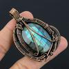 Labradorite Pendant, Handmade Gemstone 999 Copper Wire Wrapped Pendant Antique Jewelry, For Gift Silver Jewelry