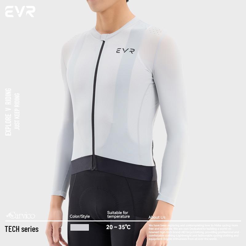 EVR Tech Men's Long Sleeve Cycling Jersey - Moisture-Wicking, UV Protection, Spring/Summer Road Bike Top
