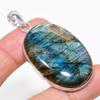 Labradorite Gemstone Handmade 925 Sterling Silver Jewelry Pendant 2.29" KJ-115