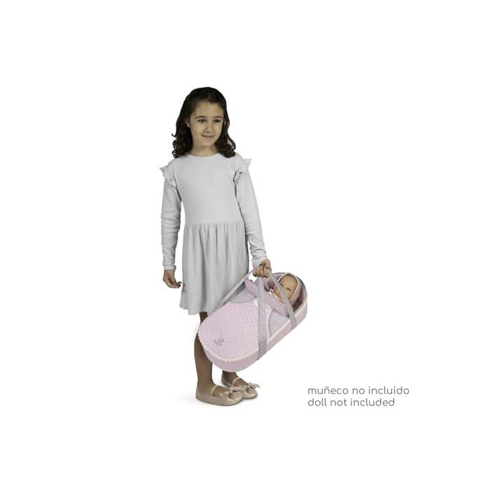 Poussette de poupées pliable - DE CUEVAS TOYS - Sophie 3x1 - 48x25 cm - Guidon réglable - Légère - Résistante - Rose