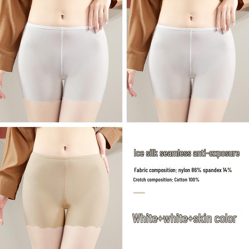 Women's Summer Ice Silk Anti-Exposure Loose Shorts with All-Cotton Crotch