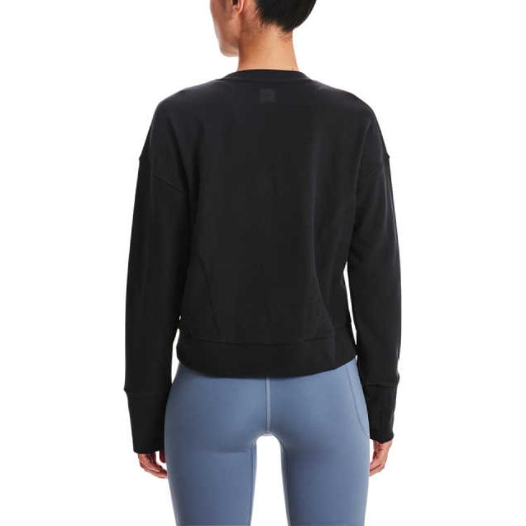 Under Armour Meridian Cold Weather Solid Color Crew Neck Sports Sweatshirt Women Sweatshirt Black 1379880-001
